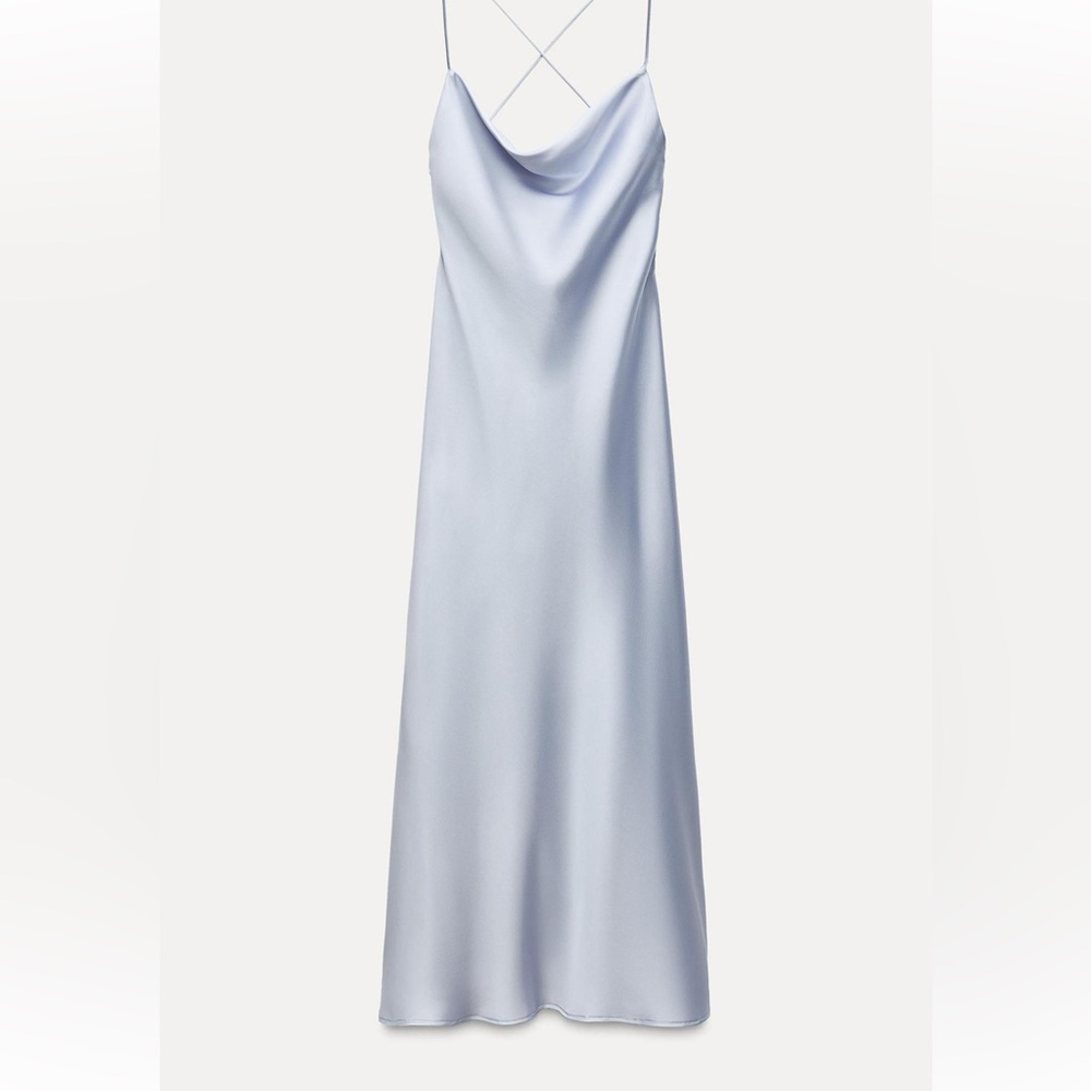 Light blue satin Zara dress